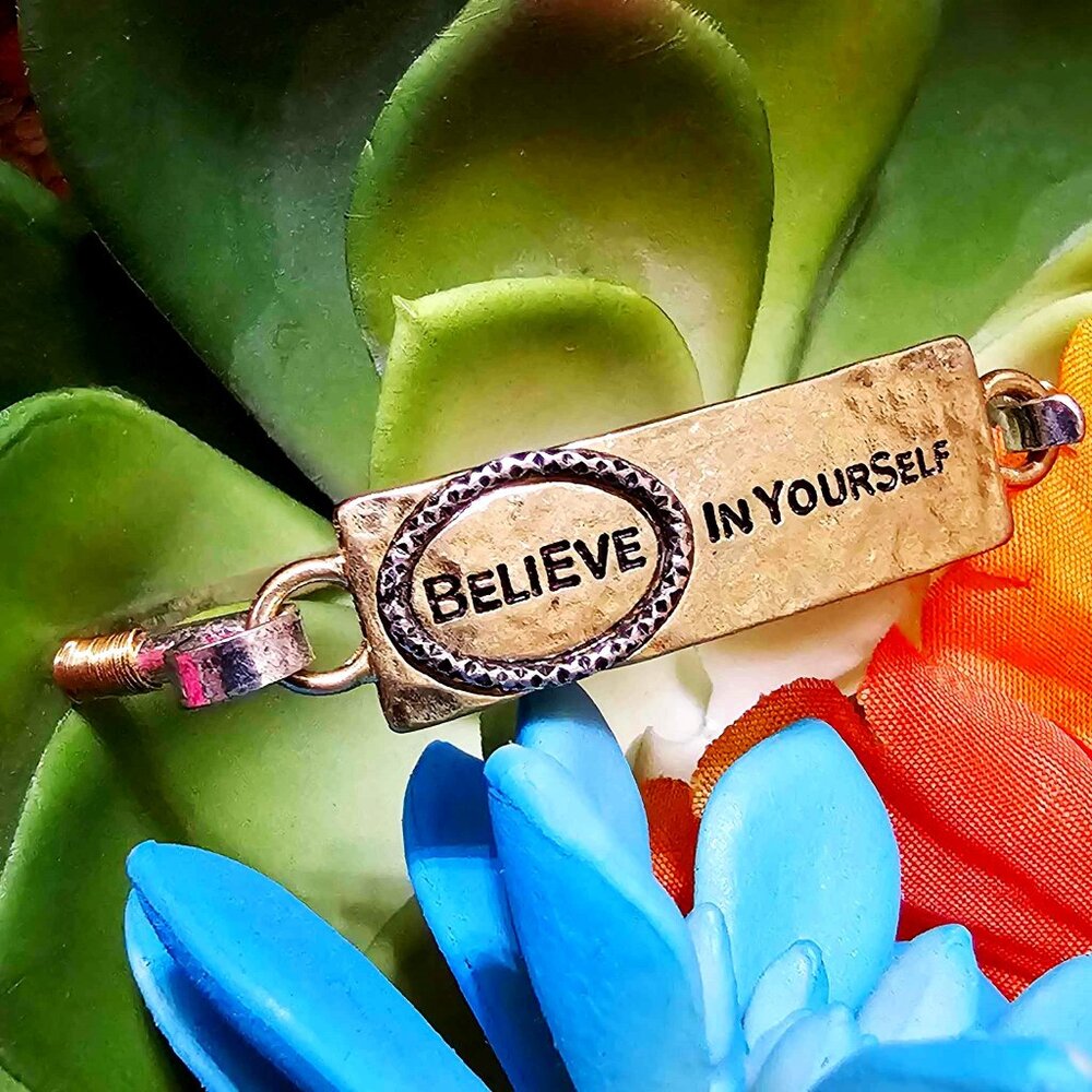 Bangle Bracelet. "Believe in Yourself". Gold & Silver. New With Tags